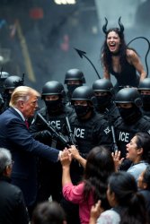 Donald Trump Satan ICE brown people immigrants guns Meme Template