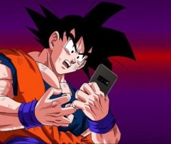Goku staring at phone Meme Template