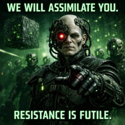 Star Trek BORGE “We will assimilate YOU, RESISTANCE is FUTILE” Meme Template