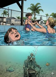 Drwoning in A Pool and smoking cigarre meme Meme Template