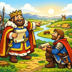 a monarch giving land to a noble Meme Template