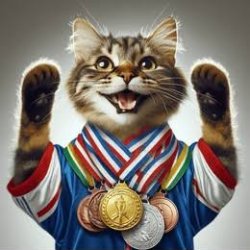 Gato con medallas Meme Template