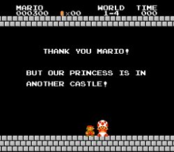 Your Princess is in another castle black background Meme Template