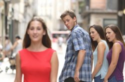 Guy distracted with two girlfriends Meme Template