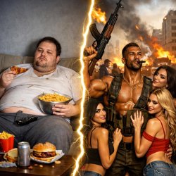 lazy fat white person sitting on the couch watching eating food Meme Template