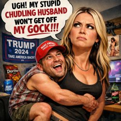 my stupid chudling husband won't get off my gock Meme Template