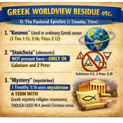 2D) GREEK WORLDVIEW RESIDUE etc. D. The Pastoral Epistles (1 Tim Meme Template