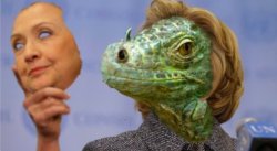 Hillary is a Reptillion mask Meme Template