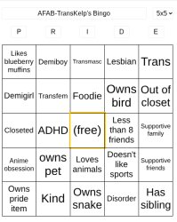 LGBTQ Bingo Meme Template