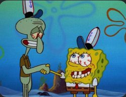 SpongeBob shaking hands Meme Template