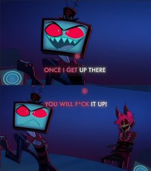 Hazbin Hotel Alastor-Vox Meme Template