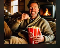 Guy eating popcorn Meme Template