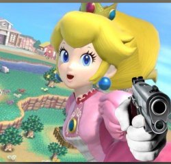 Peach with a gun Meme Template