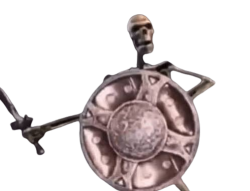 Skeleton Banging Shield Meme Template