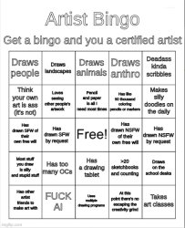 Artist Bingo Meme Template