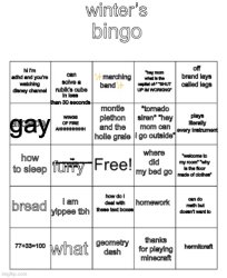 winter bingo (updated) Meme Template
