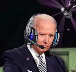 Joe Biden with a headset gaming Meme Template