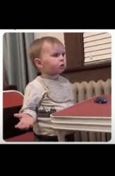 Baby Mad at Dinner Table Meme Template