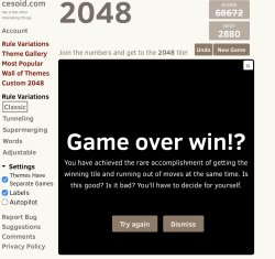 2048 Game Over Win Meme Template
