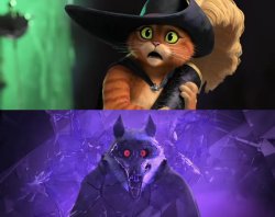 Puss in Boots straight up two panel Meme Template