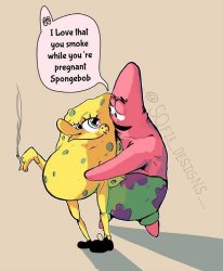 Pregnant Smokebob by @Sofia_Designs_ on Twitter! Meme Template