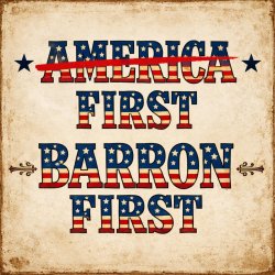 Meme with 2 lines. First line is maga slogan America First with Meme Template