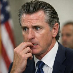 Gavin newsom looking very nervous, photo realistic Meme Template