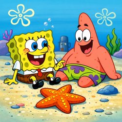 A Sponge by a starfish Meme Template