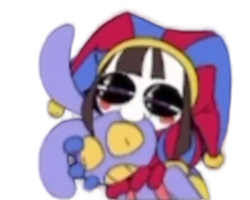 Pomni Nibble on Jax Meme Template