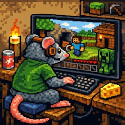 a rat playing minecraft with coke an a exited face Meme Template