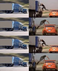 Fast & Furious 1 car truck jumping back and forth Meme Template