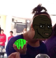 Fat Negress holding a Watermelon Meme Template