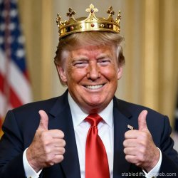 King Donald Trump Two Thumbs up Grinning Meme Template