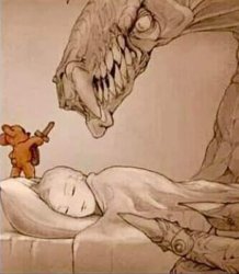 Teddy bear fending off nightmares Meme Template