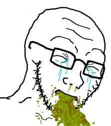 Wojak vomiting while crying Meme Template