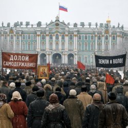 People peacefully marching toward the Winter Palace in russia Meme Template