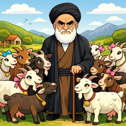 Ayatollah Khomeini standing in the middle of a flock of female g Meme Template