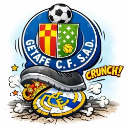Haz que el escudo del Getafe pise al escudo del Madrid Meme Template