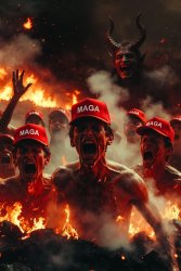 MAGA Republicans burning in Hell Meme Template