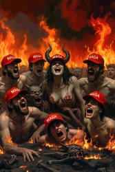 MAGA burning in Hell Satan Meme Template
