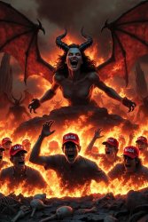 MAGAts burning in Hell with Satan laughing Meme Template