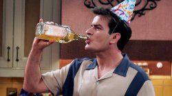 Charlie Harper drinking Meme Template