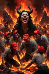 MAGAts burning in Hell with Satan laughing Meme Template