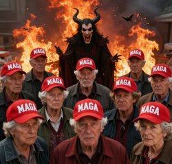 MAGAts burning in Hell with Satan laughing Meme Template