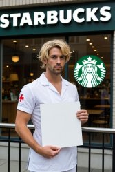 Fat Lame Fastlane Male Nurse blonde wig Starbucks Meme Template
