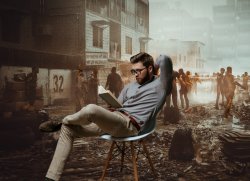 Reading during apocalypse Meme Template