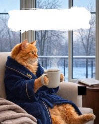 AI cat relaxing with coffee Meme Template
