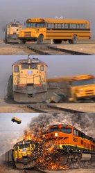 3 panel train + bus Meme Template