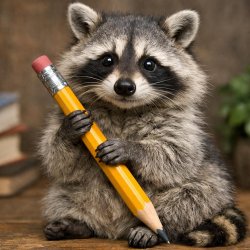 raccoon holding a pencil Meme Template