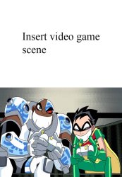 Robin and Cyborg (Teen Titans) Playing Video Game Meme Meme Template